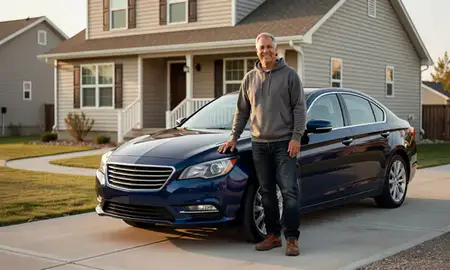 Customer with their delivered car in Polson, Montana, United States