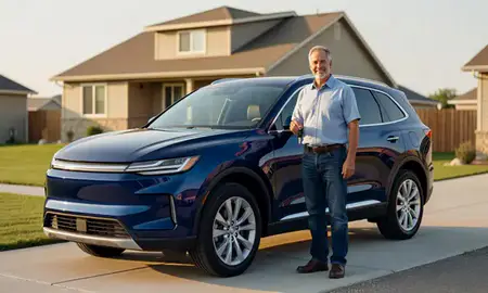 Car delivered to a driveway in Polson, Montana, United States
