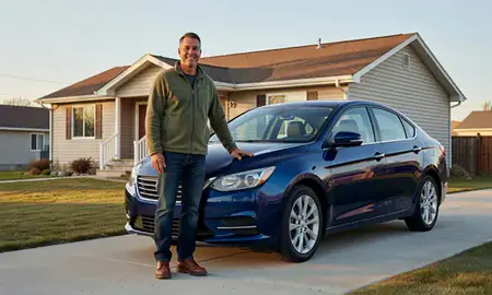 Customer with their delivered car in Sidney, Montana, United States