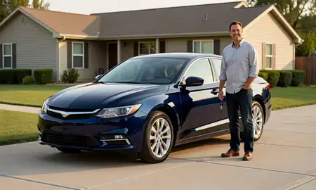 Car delivered to a driveway in Nebraska, United States