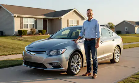 Customer with their delivered car in Alliance, Nebraska, United States