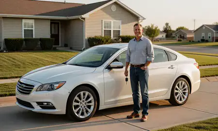 Car delivered to a driveway in Alliance, Nebraska, United States