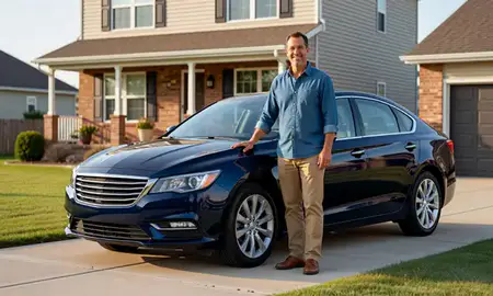Customer with their delivered car in Beatrice, Nebraska, United States