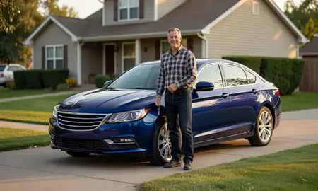 Car delivered to a driveway in Beatrice, Nebraska, United States