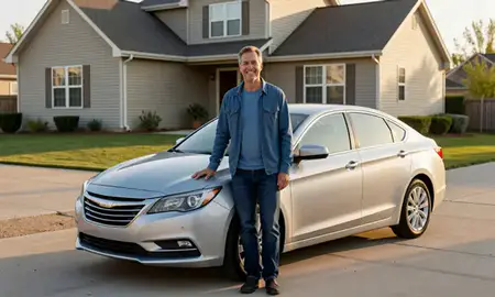 Customer with their delivered car in Bellevue, Nebraska, United States