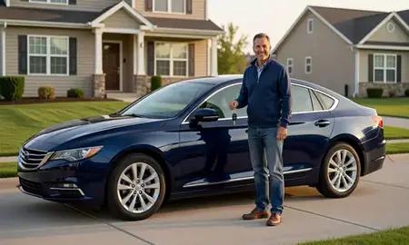 Car delivered to a driveway in Bellevue, Nebraska, United States