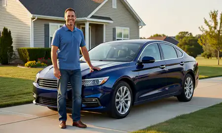 Customer with their delivered car in Blair, Nebraska, United States