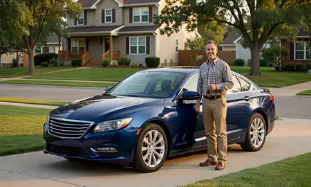 Car delivered to a driveway in Blair, Nebraska, United States
