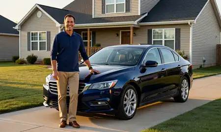 Customer with their delivered car in Chalco, Nebraska, United States