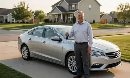 Car delivered to a driveway in Chalco, Nebraska, United States
