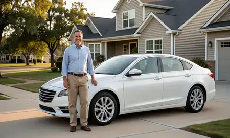 Customer with their delivered car in Crete, Nebraska, United States