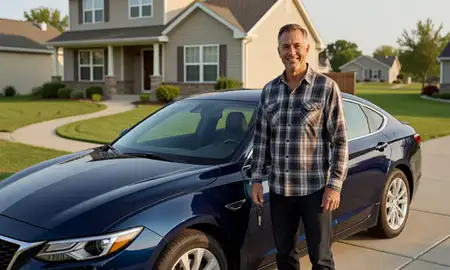 Car delivered to a driveway in Fremont, Nebraska, United States