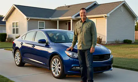 Customer with their delivered car in Gering, Nebraska, United States