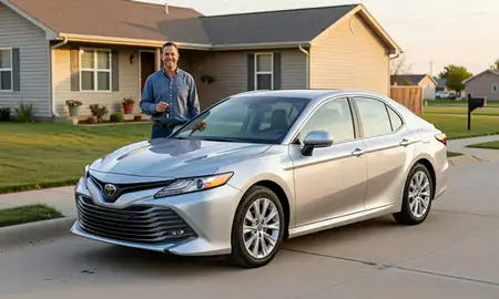 Car delivered to a driveway in Gering, Nebraska, United States