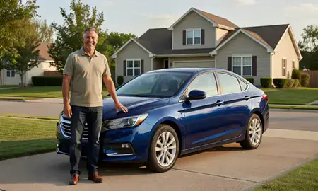 Customer with their delivered car in Grand Island, Nebraska, United States