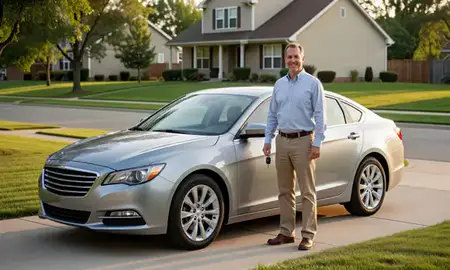 Car delivered to a driveway in Grand Island, Nebraska, United States