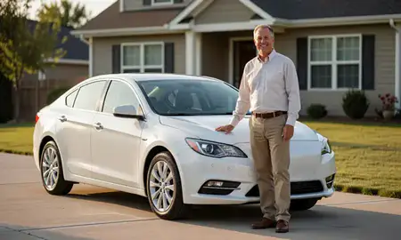 Customer with their delivered car in Gretna, Nebraska, United States
