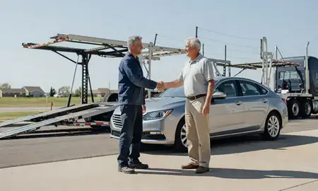 Vehicle owner beside their delivered car in Gretna, Nebraska, United States