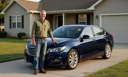 Customer with their delivered car in Hastings, Nebraska, United States