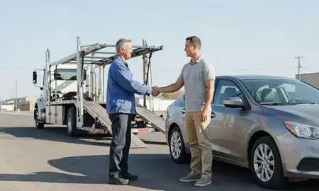 Vehicle owner beside their delivered car in Hastings, Nebraska, United States