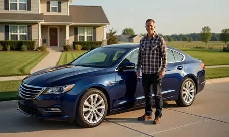 Car delivered to a driveway in Kearney, Nebraska, United States