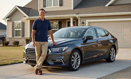 Customer with their delivered car in La Vista, Nebraska, United States