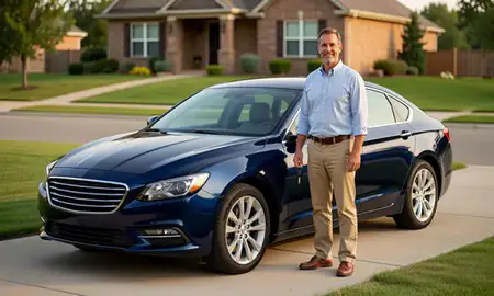Car delivered to a driveway in La Vista, Nebraska, United States