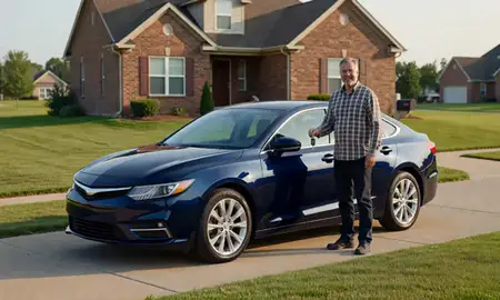 Car delivered to a driveway in Lexington, Nebraska, United States