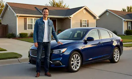 Customer with their delivered car in Lincoln, Nebraska, United States