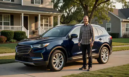 Car delivered to a driveway in Lincoln, Nebraska, United States