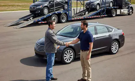 Vehicle owner beside their delivered car in Lincoln, Nebraska, United States