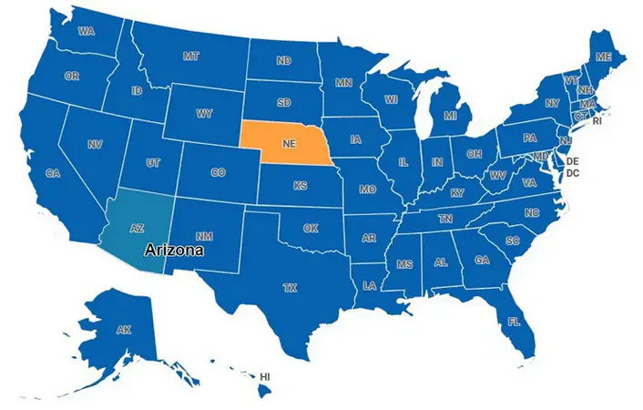 Map of Nebraska, United States