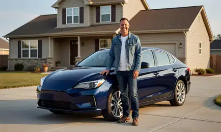 Customer with their delivered car in McCook, Nebraska, United States