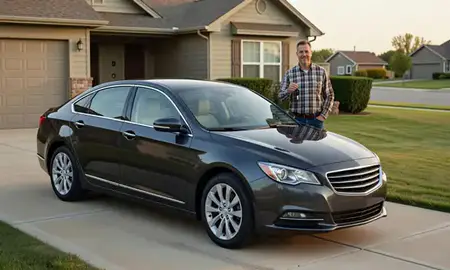 Car delivered to a driveway in McCook, Nebraska, United States