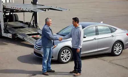 Vehicle owner beside their delivered car in McCook, Nebraska, United States