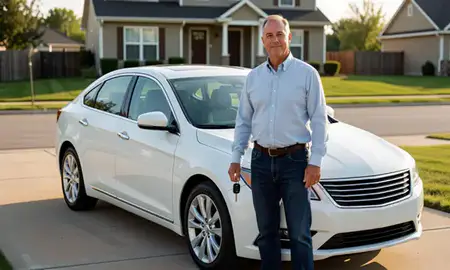 Car delivered to a driveway in Nebraska City, Nebraska, United States