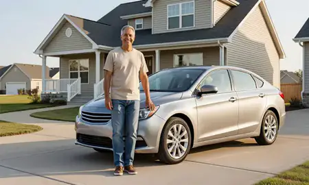 Customer with their delivered car in Norfolk, Nebraska, United States