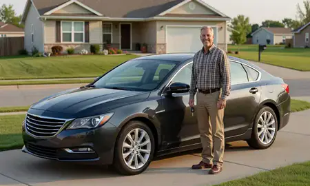 Car delivered to a driveway in Norfolk, Nebraska, United States