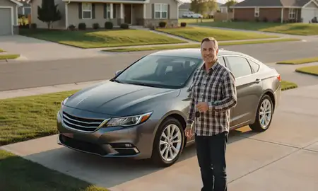 Car delivered to a driveway in North Platte, Nebraska, United States