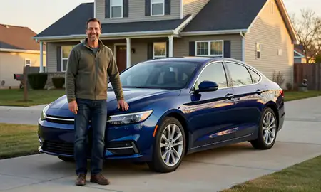 Customer with their delivered car in Omaha, Nebraska, United States