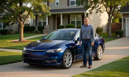 Car delivered to a driveway in Omaha, Nebraska, United States