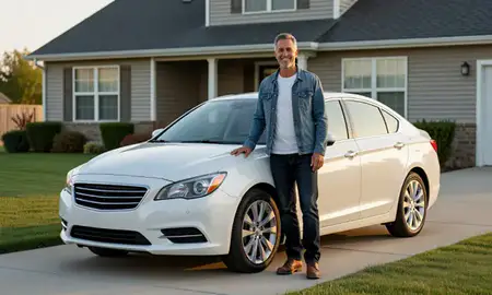 Customer with their delivered car in Papillion, Nebraska, United States