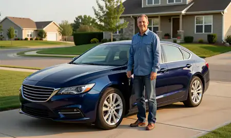 Car delivered to a driveway in Papillion, Nebraska, United States