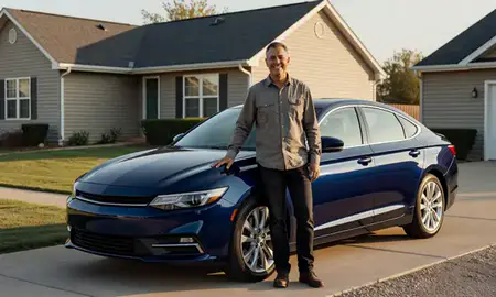 Customer with their delivered car in Plattsmouth, Nebraska, United States
