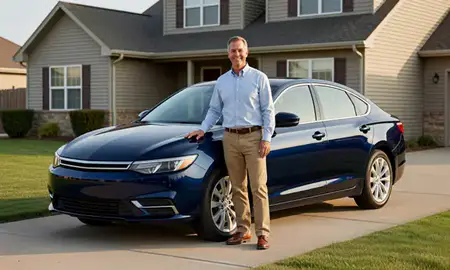 Customer with their delivered car in Ralston, Nebraska, United States