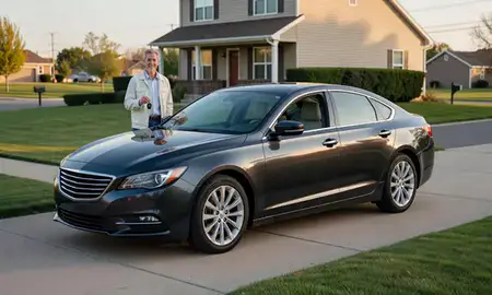 Car delivered to a driveway in Ralston, Nebraska, United States