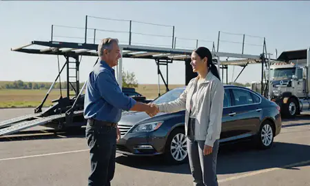 Vehicle owner beside their delivered car in Ralston, Nebraska, United States