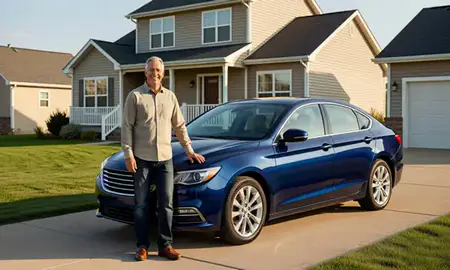 Customer with their delivered car in Scottsbluff, Nebraska, United States