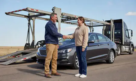 Vehicle owner beside their delivered car in Scottsbluff, Nebraska, United States