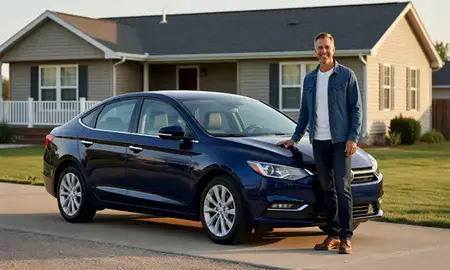 Customer with their delivered car in Seward, Nebraska, United States
